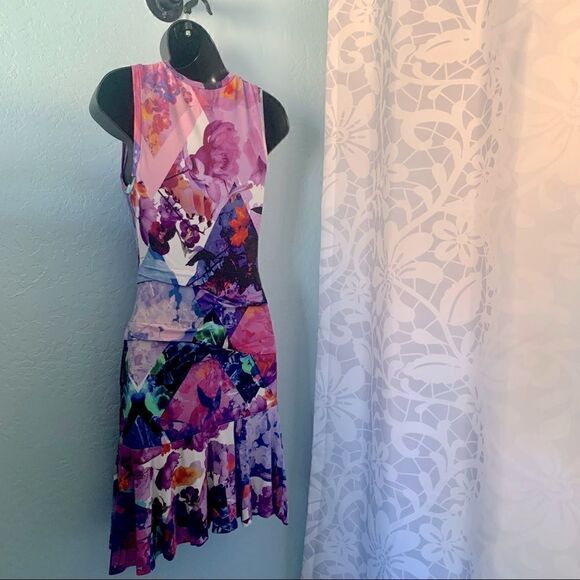 Artelier Nicole Miller Jersey Watercolor Dress Size P - Picture 11 of 13